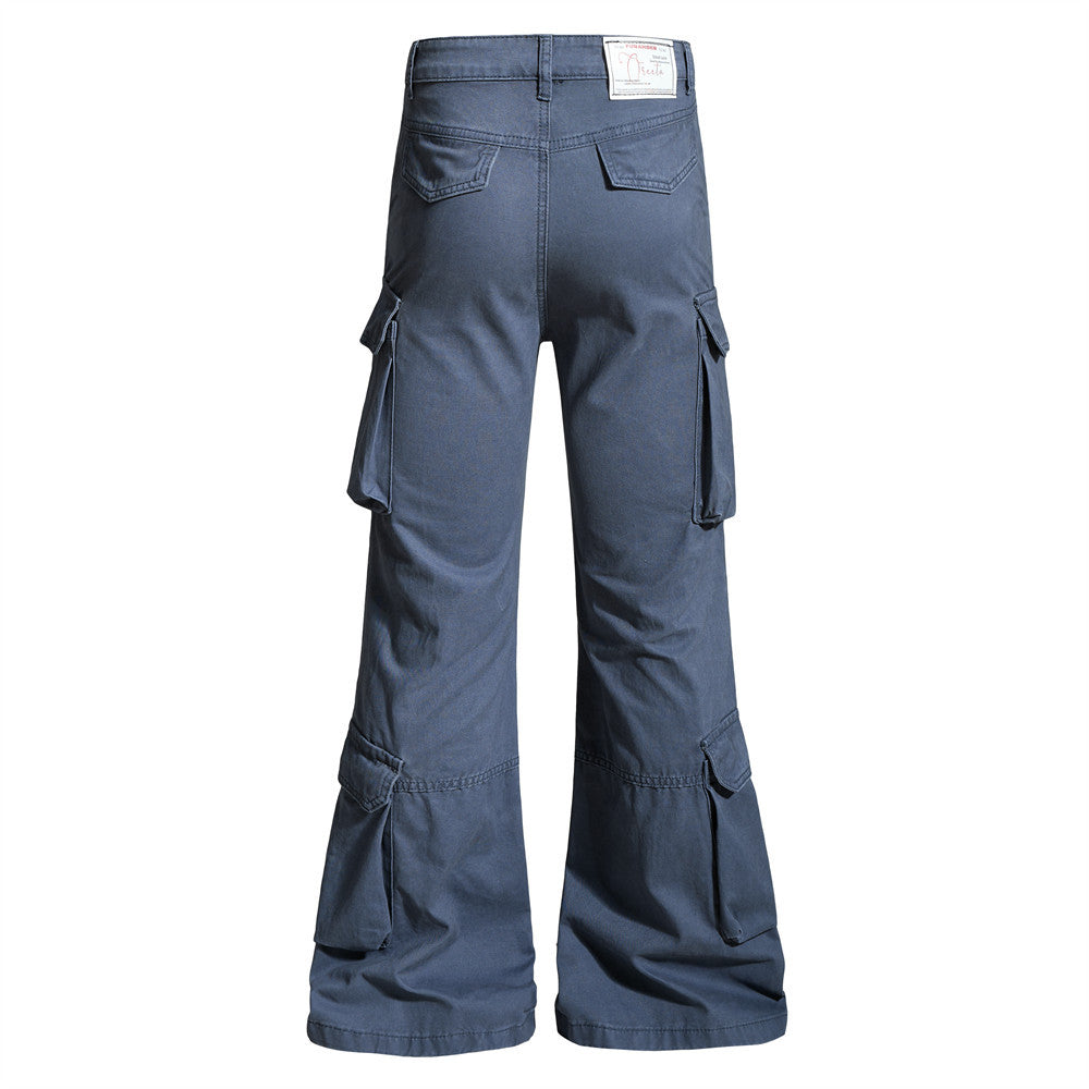 Multi pocket workwear flared pants